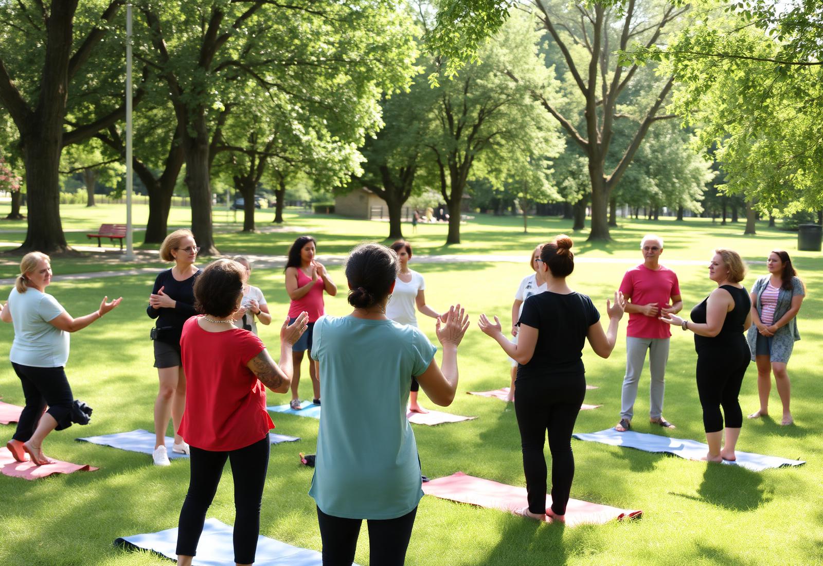 Illustration of a community wellness gathering.